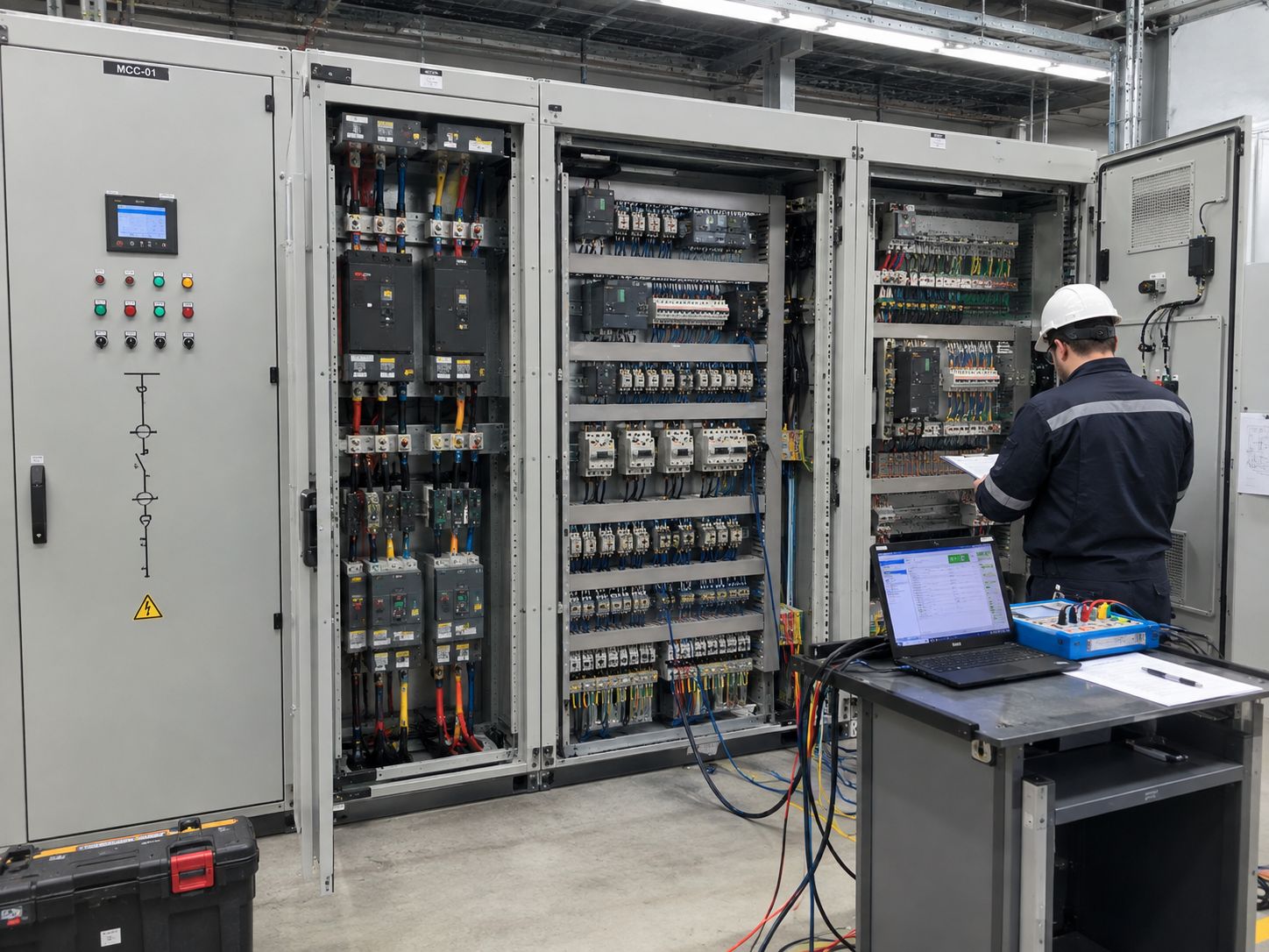 Pruebas funcionales de un cuadro con equipo de ensayo